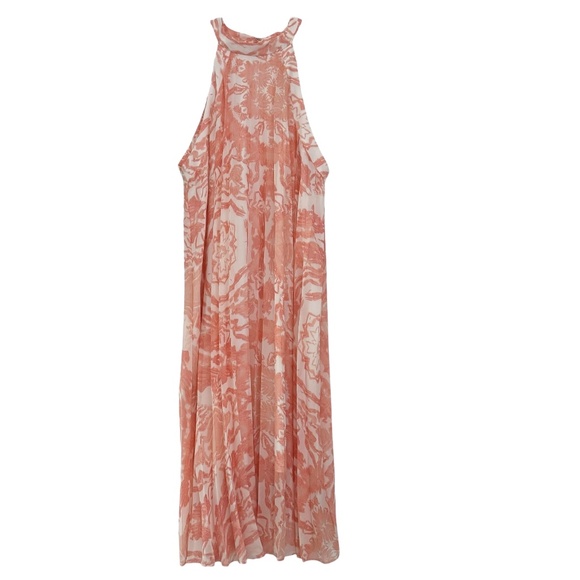 BCBGeneration Peach & White Sleeveless Waistless Trapeze Dress L - Picture 1 of 8